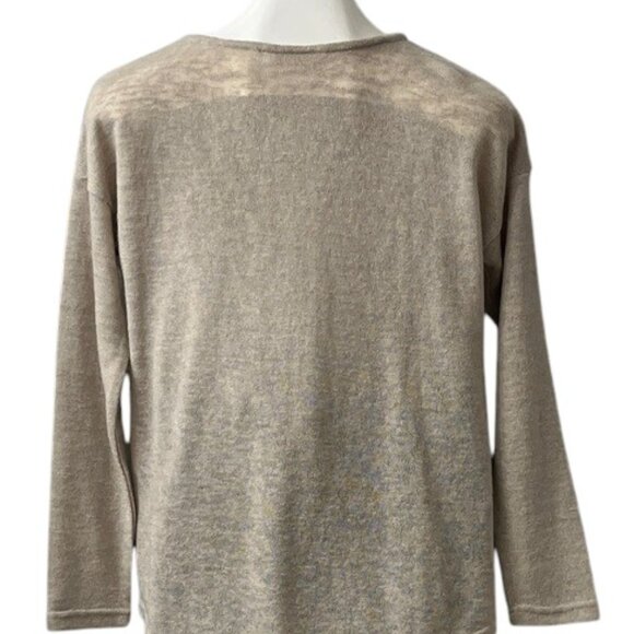 Soft Surroundings New Valentina Slub Sweater Lightweight Tan 1/2 Zip Beach XS - Picture 6 of 9